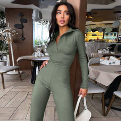 "The April" Long Sleeve V-Neck Skinny Jumpsuit