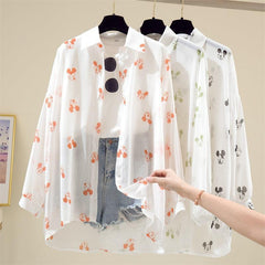 "The Crissey" Flowey Long Sleeved Cartoon Featured Blouse